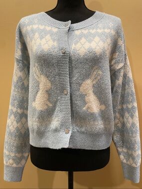 Playboy Mansion Bunny Cardigan Sweater Y2K 00s Retro Hefner Holly Madison L GND